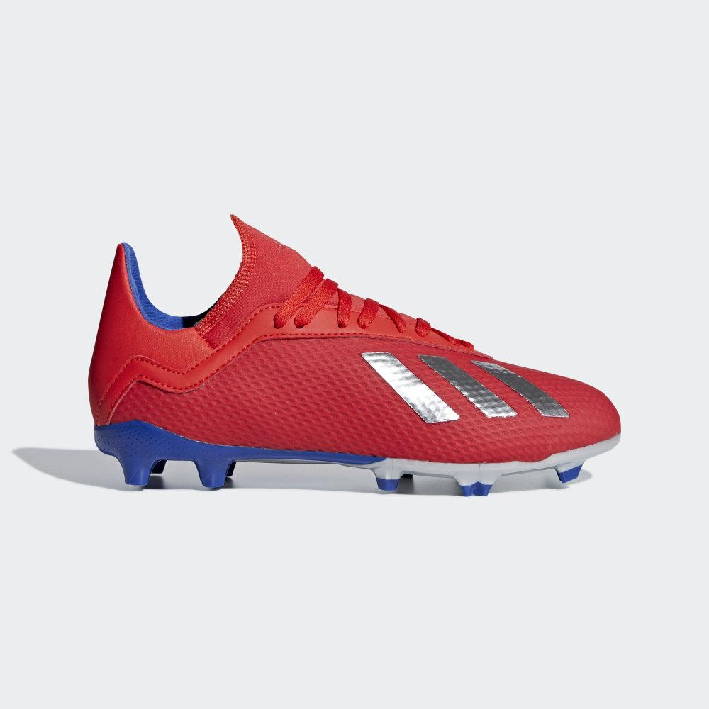 Ghete Fotbal Adidas X 18.3 Firm Ground Baieti Romania - Rosii/Argintii Metal/Albastri BB9371